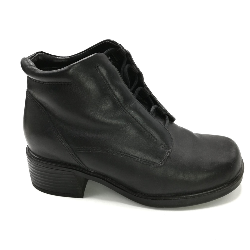 Earth Shoes Womens Boots Ankle Gelron 2000 Jerri Black Leather Lace Up 7.5